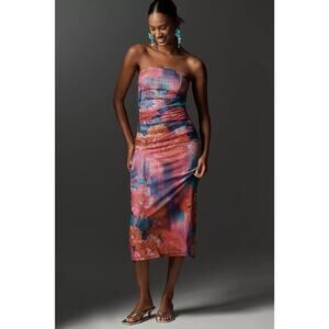 Anthropologie Multicolor Strapless Midi Dress